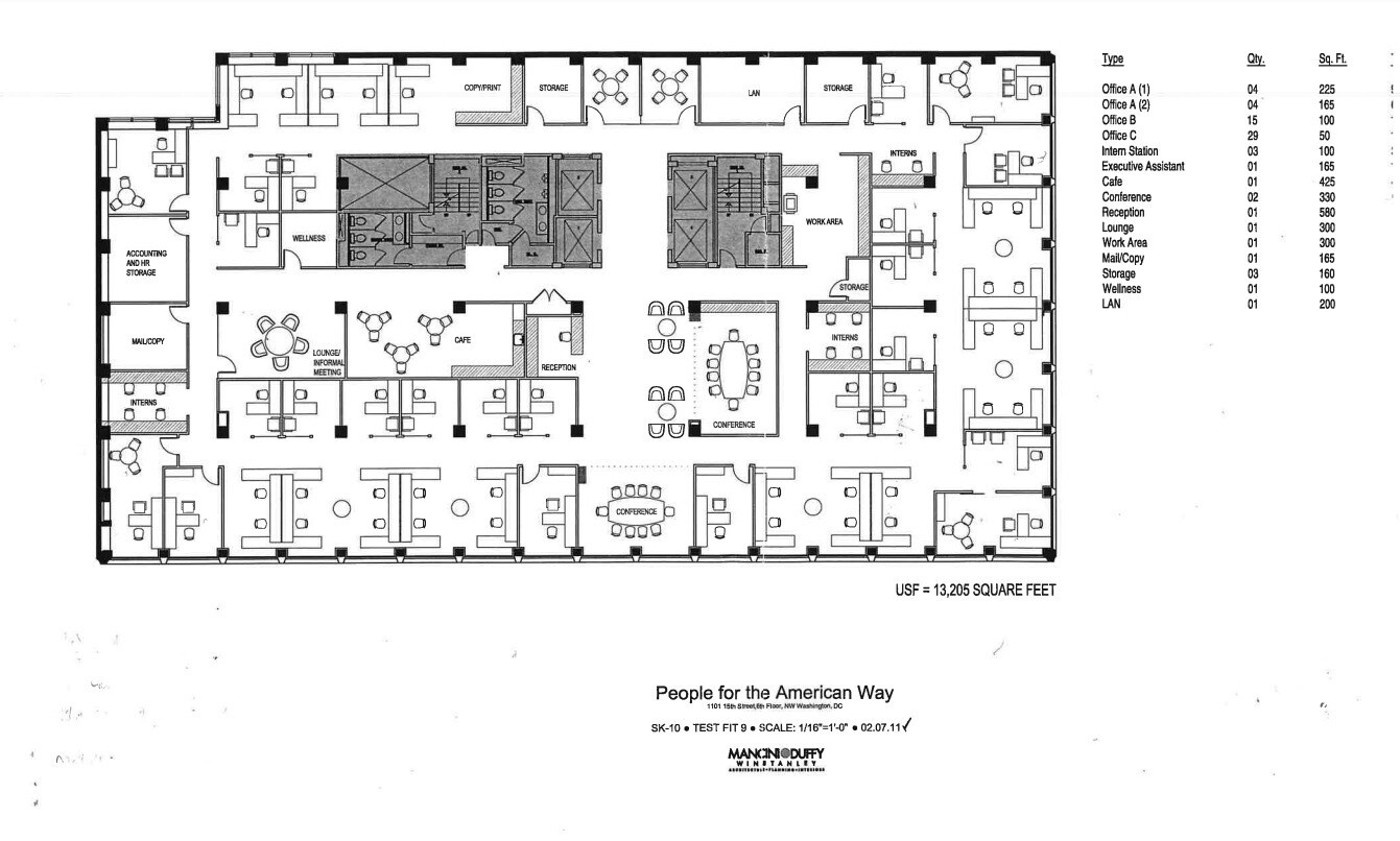1101 15th St NW, Washington, DC à louer Plan d’étage- Image 1 de 1