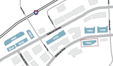 1450 Oakbrook Dr, Norcross, GA - AERIAL map view