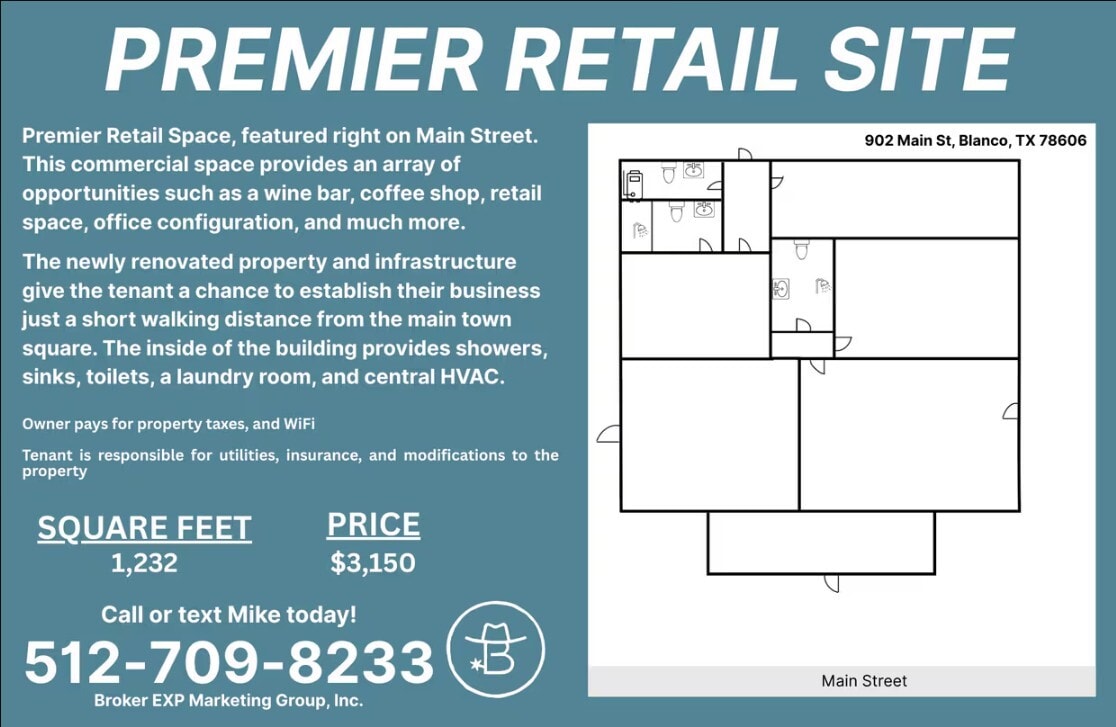 902 Main St, Blanco, TX à louer Photo intérieure- Image 1 de 1