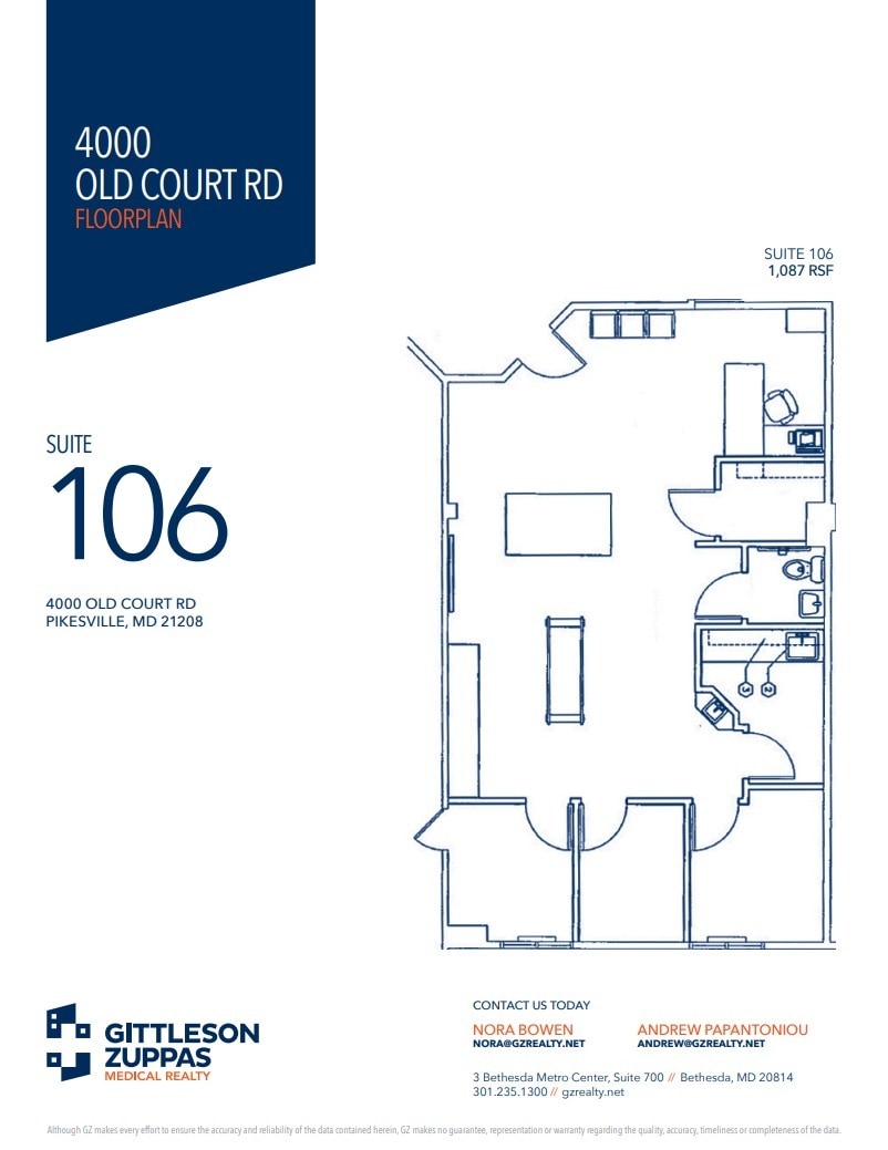 4000 Old Court Rd, Pikesville, MD à louer Plan d’étage- Image 1 de 1
