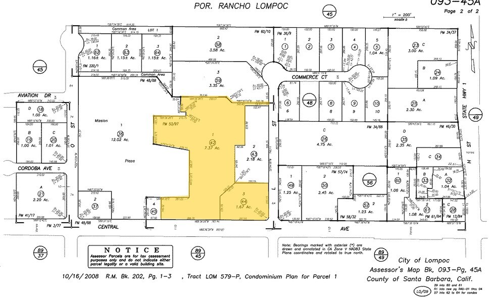 525-663 W Central Ave, Lompoc, CA à louer - Plan cadastral - Image 3 de 3