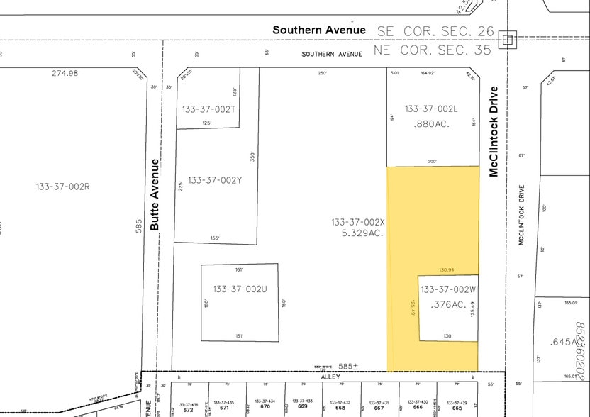 1719 E Southern Ave, Tempe, AZ for lease - Plat Map - Image 2 of 6