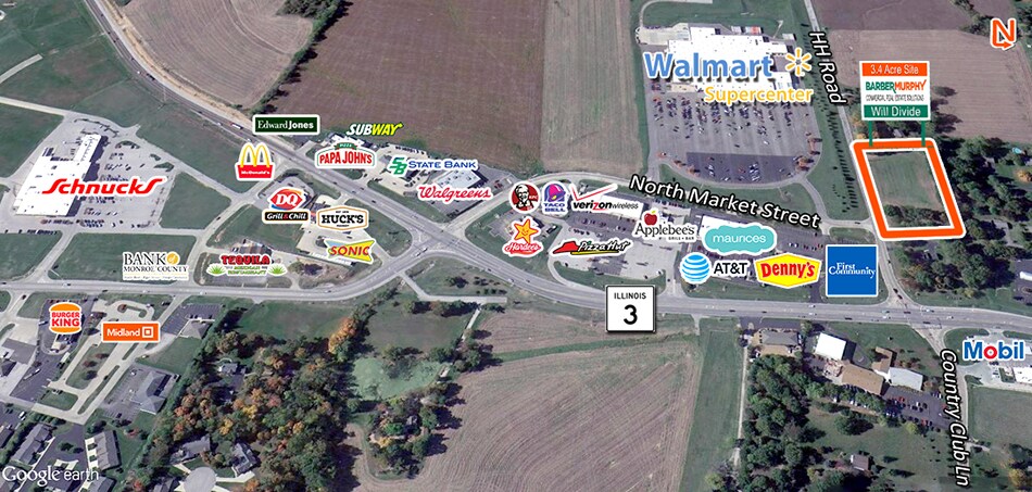 HH Road and Market Street, Waterloo, IL for sale Aerial- Image 1 of 4