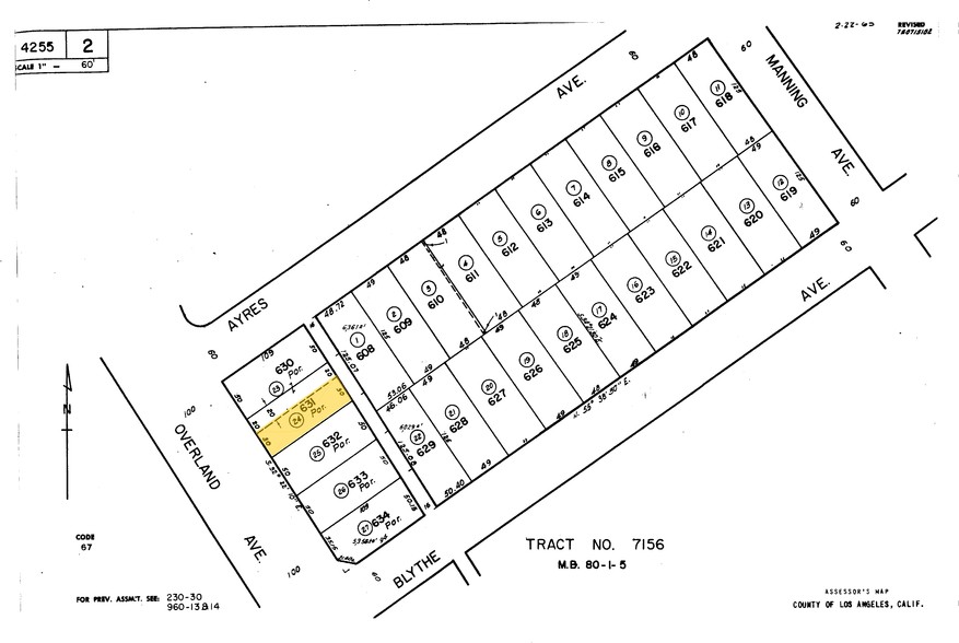 2460 Overland, Los Angeles, CA à vendre - Plan cadastral - Image 2 de 2