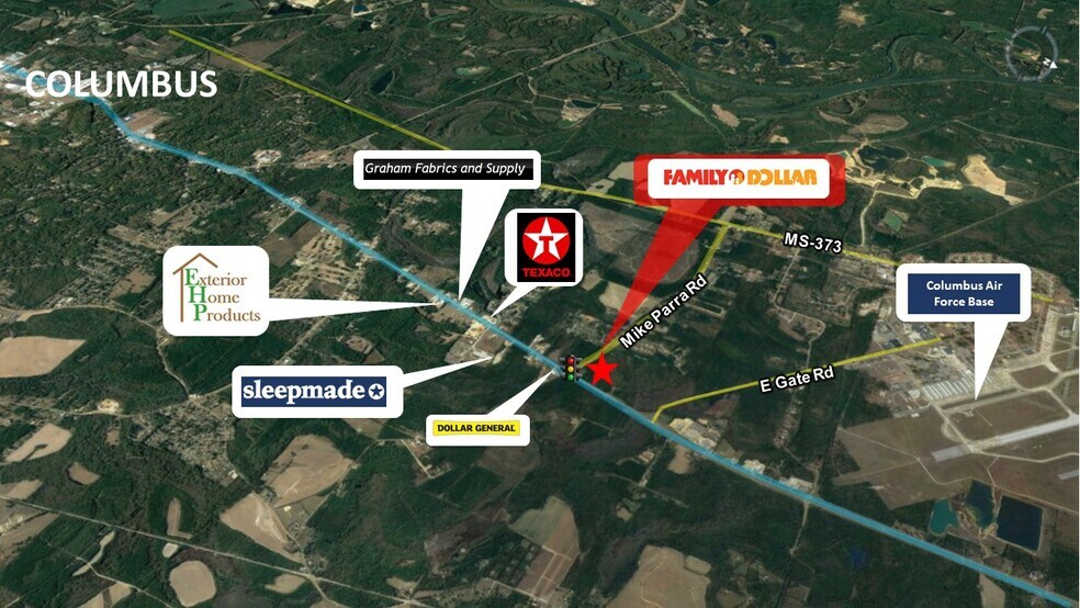 60 Mike Parra Rd, Columbus, MS à vendre - Aérien - Image 2 de 8