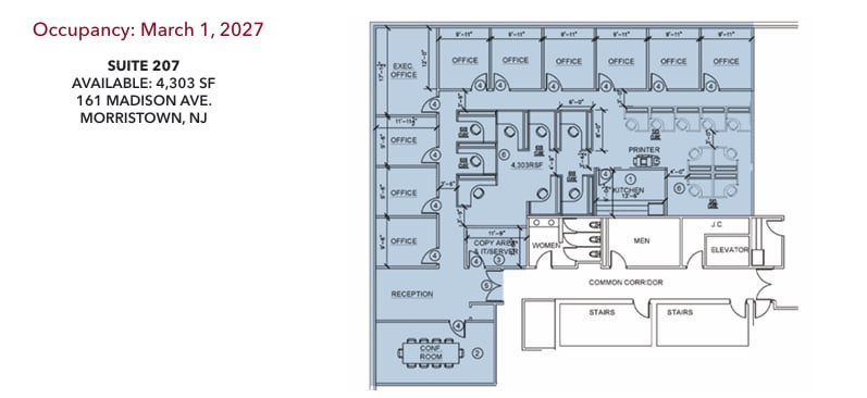 163 Madison Ave, Morristown, NJ à louer Plan d’étage- Image 1 de 3