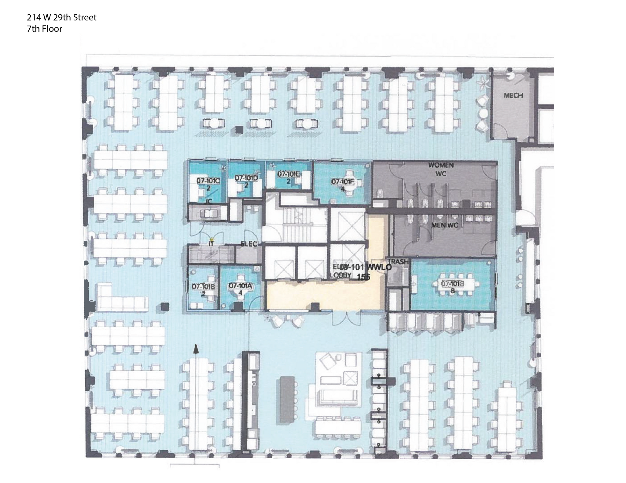 214 W 29th St, New York, NY à louer Plan d  tage- Image 1 de 8