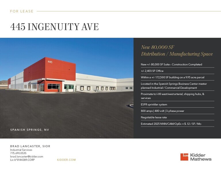 445 Ingenuity Ave, Sparks, NV à louer - Photo du bâtiment - Image 1 de 1