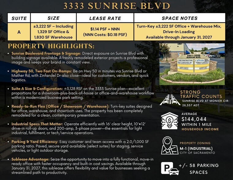 3333 Sunrise Blvd, Rancho Cordova, CA à louer - Photo du bâtiment - Image 2 de 16