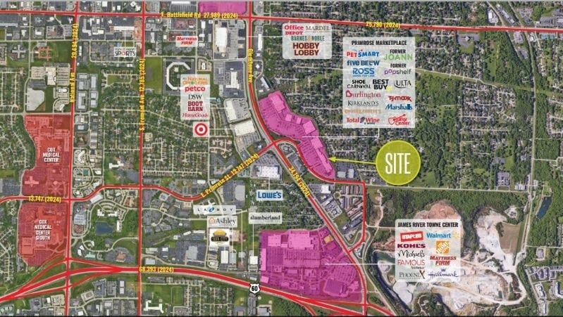 3402-3500 S Glenstone Ave, Springfield, MO for lease - Aerial - Image 2 of 3