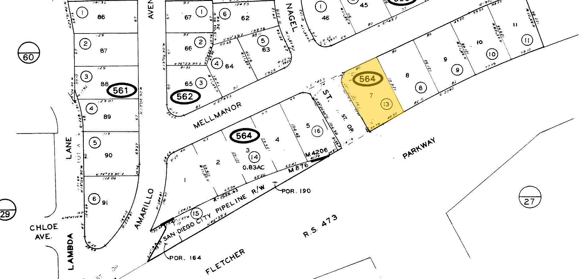 8605 Mellmanor Dr, La Mesa, CA à vendre Plan cadastral- Image 1 de 1