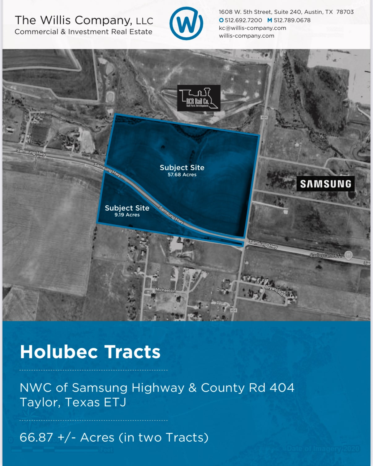 Samsung Highway, Taylor, TX for sale Aerial- Image 1 of 2