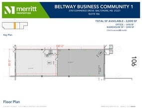 3700 Commerce Dr, Baltimore, MD à louer Plan d’étage- Image 1 de 1