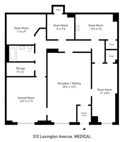 310 Lexington Ave, New York, NY 10016 - Unit F -  - Floor Plan - Image 1 of 1