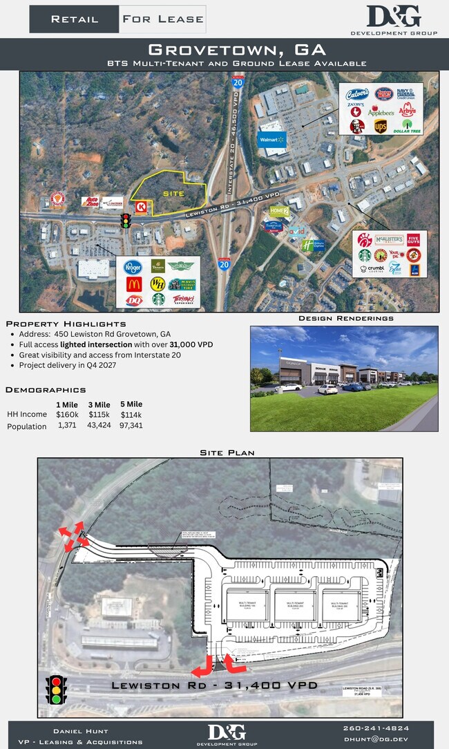 Plus de détails pour 450 Lewiston Rd, Grovetown, GA - Commerce de détail à louer