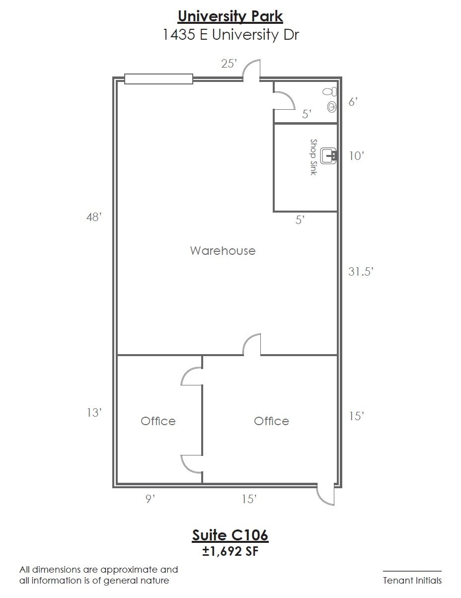 1415 E University Dr, Tempe, AZ for lease Floor Plan- Image 1 of 2