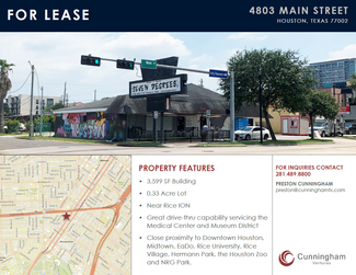 Plus de détails pour 4803 Main St, Houston, TX - Vente au détail à louer