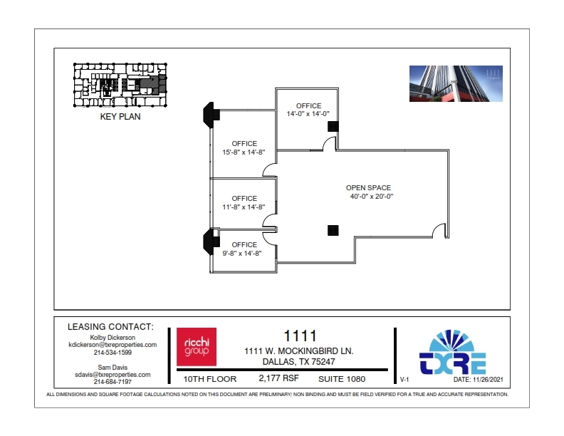 1111 W Mockingbird Ln, Dallas, TX à louer Plan d’étage- Image 1 de 2