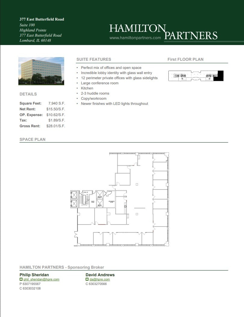 377 E Butterfield Rd, Lombard, IL à louer Plan d’étage- Image 1 de 1