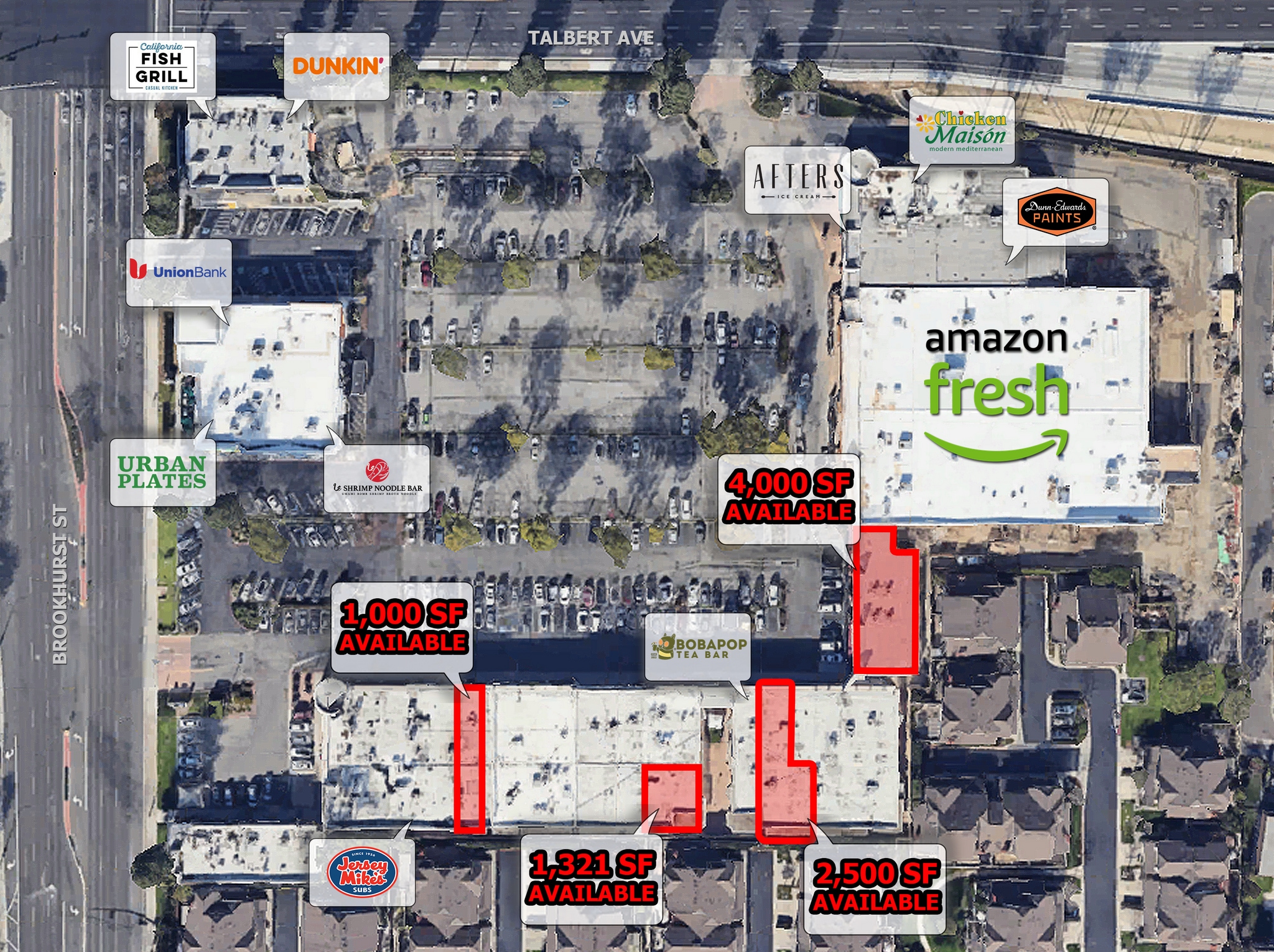 18000-18122 Brookhurst, Fountain Valley, CA for lease Aerial- Image 1 of 9