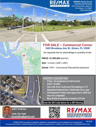 Plus de détails pour 3400 Broadway, Estero, FL - Terrain à vendre