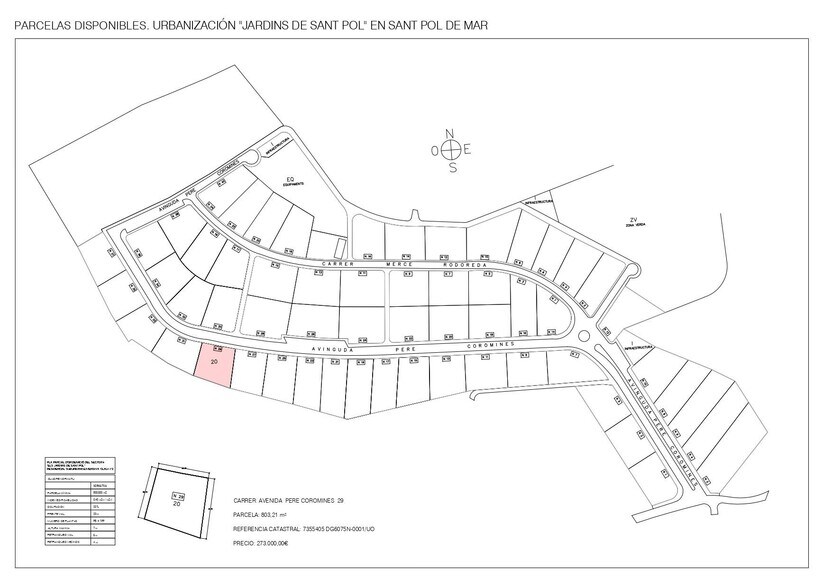27 Avinguda de Pere Coromines, Sant Pol de Mar, Barcelona à vendre - Plan cadastral - Image 1 de 1