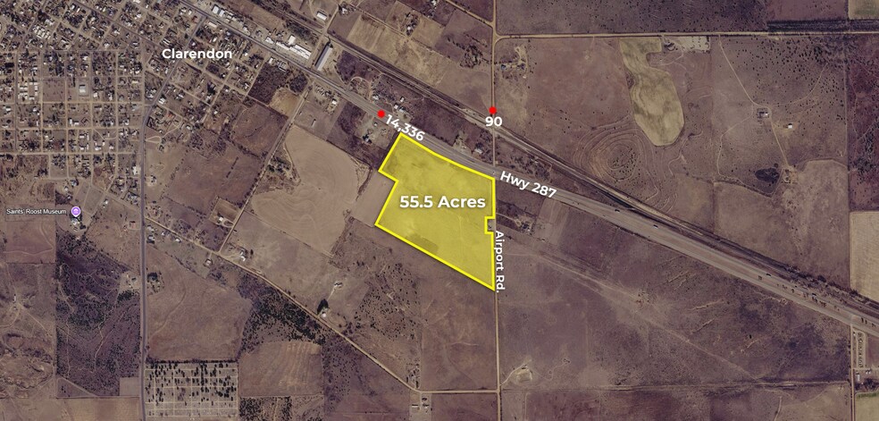 US-287 & Airport Road, Clarendon, TX for sale - Aerial - Image 1 of 2