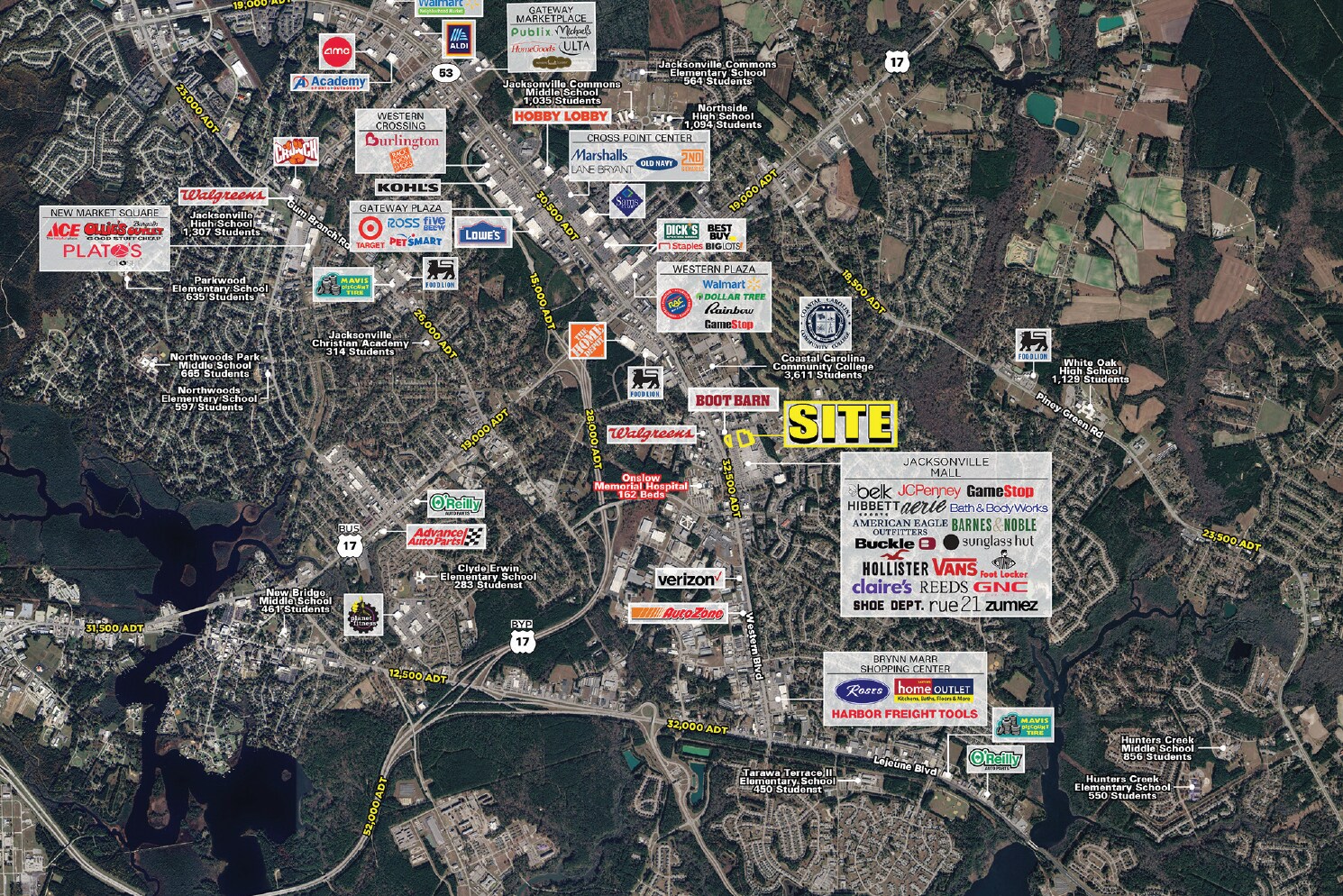 375 Western Blvd, Jacksonville, NC à louer Aérien- Image 1 de 5