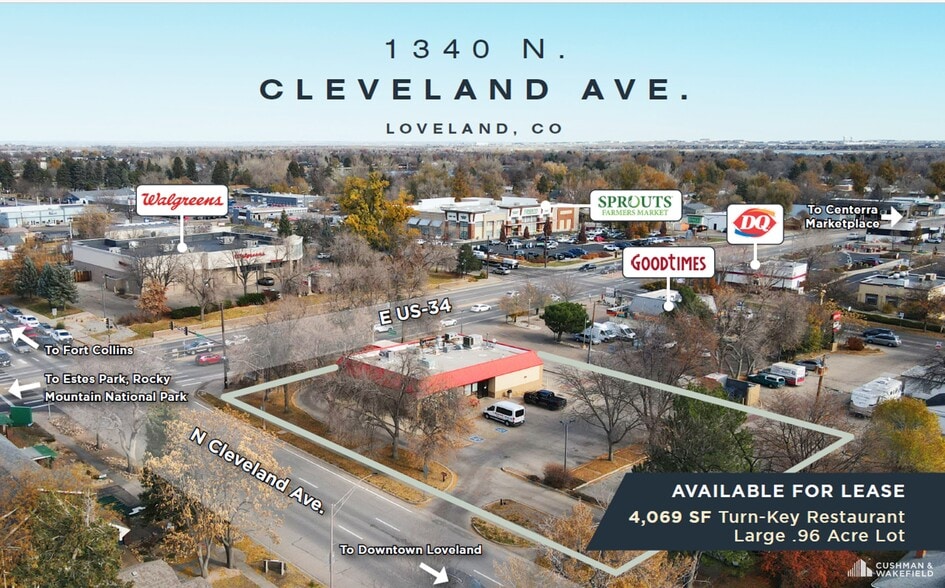1340 N Cleveland Ave, Loveland, CO for lease - Aerial - Image 1 of 6