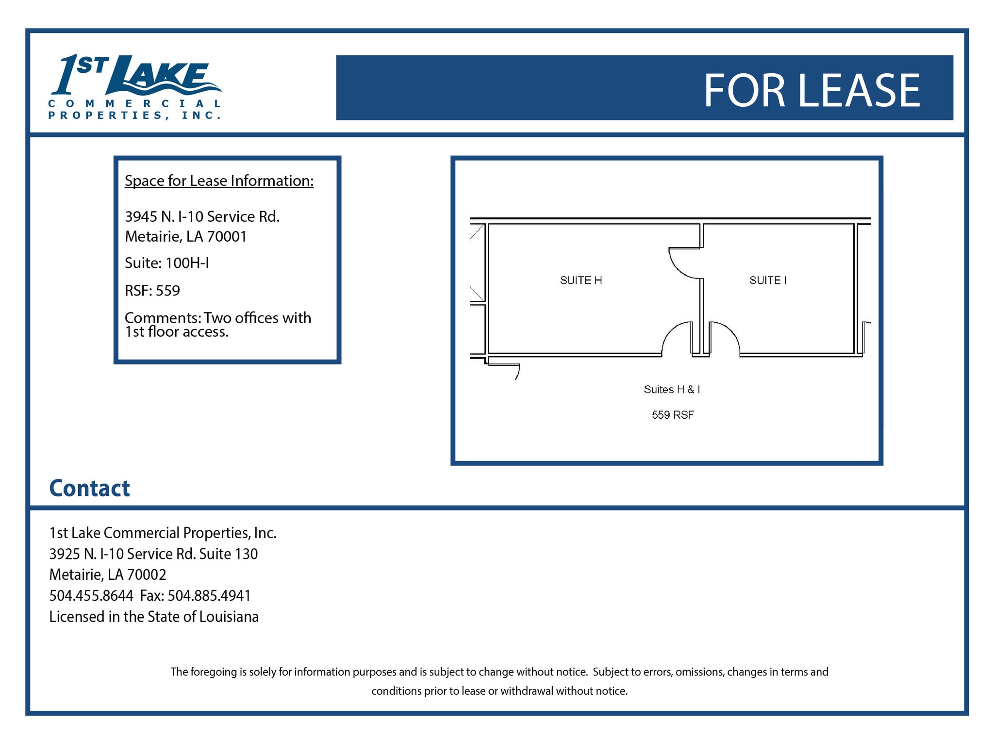 3945 N I-10 Service Rd, Metairie, LA for lease Floor Plan- Image 1 of 1