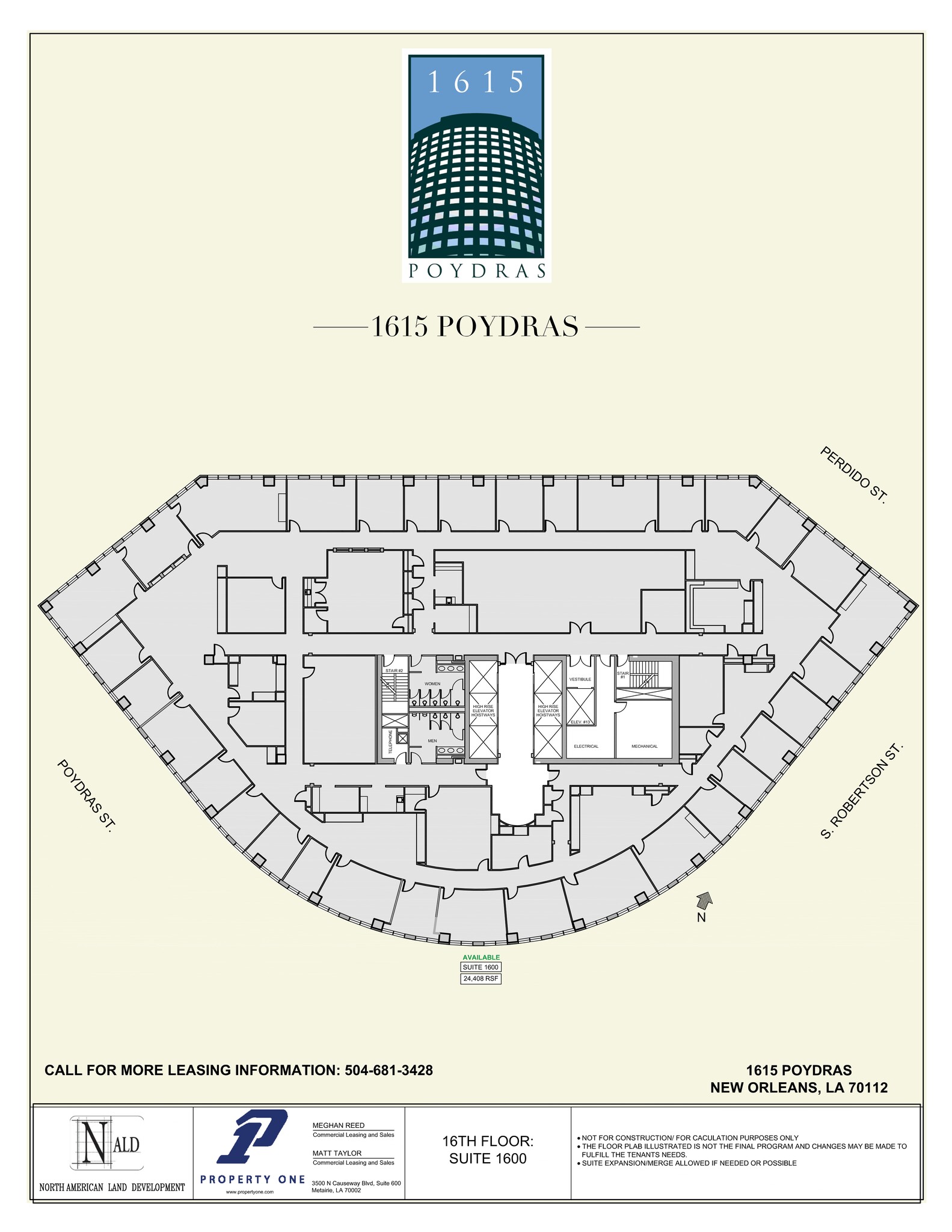 1615 Poydras St, New Orleans, LA à louer Plan de site- Image 1 de 1