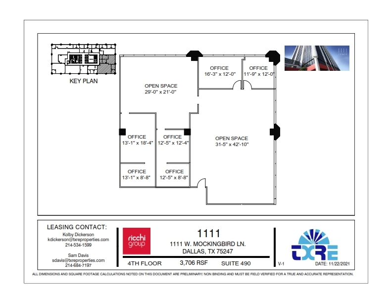 1111 W Mockingbird Ln, Dallas, TX à louer Plan d’étage- Image 1 de 1