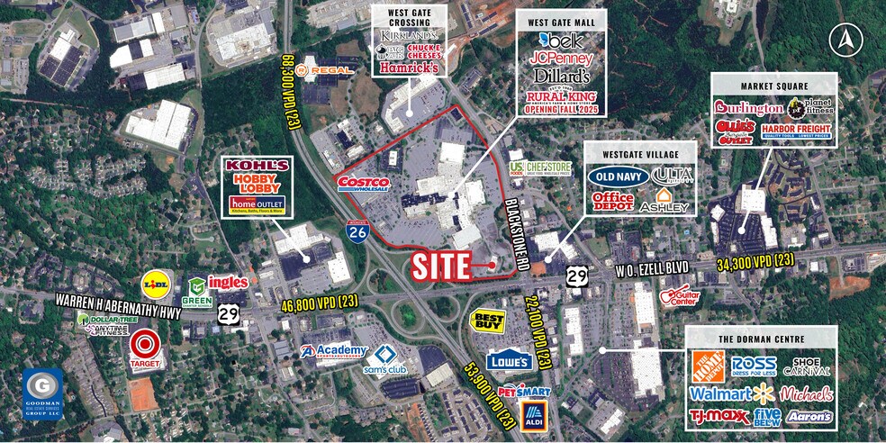 205 W Blackstock Rd, Spartanburg, SC for lease - Aerial - Image 2 of 3