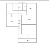 Plan d'étage spacieux avec plusieurs chambres et un salon lumineux.