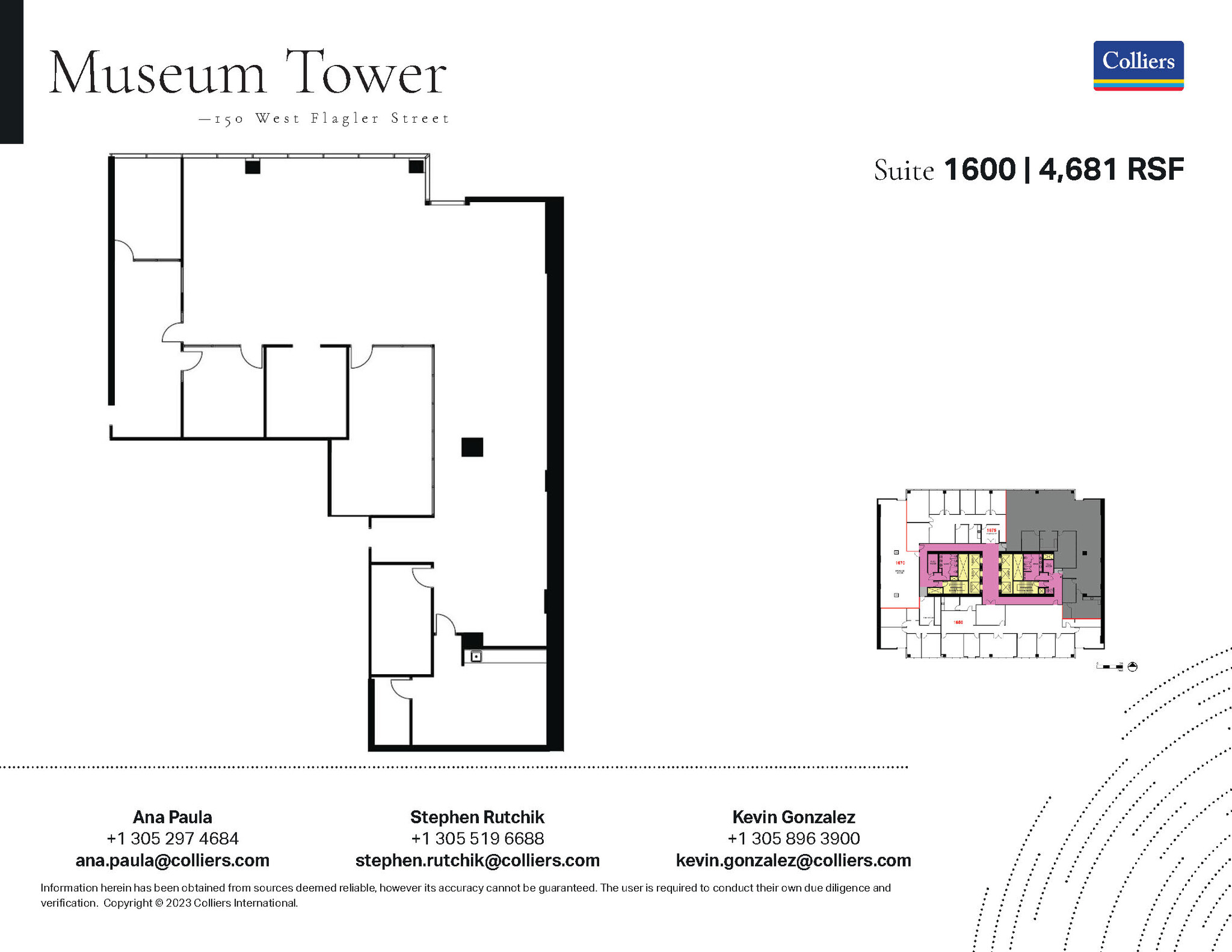 150 W Flagler St, Miami, FL à louer Plan d  tage- Image 1 de 1