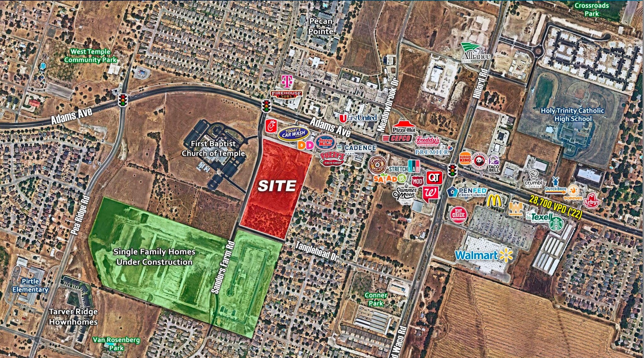 West Adams Ave, Temple, TX for sale Aerial- Image 1 of 3