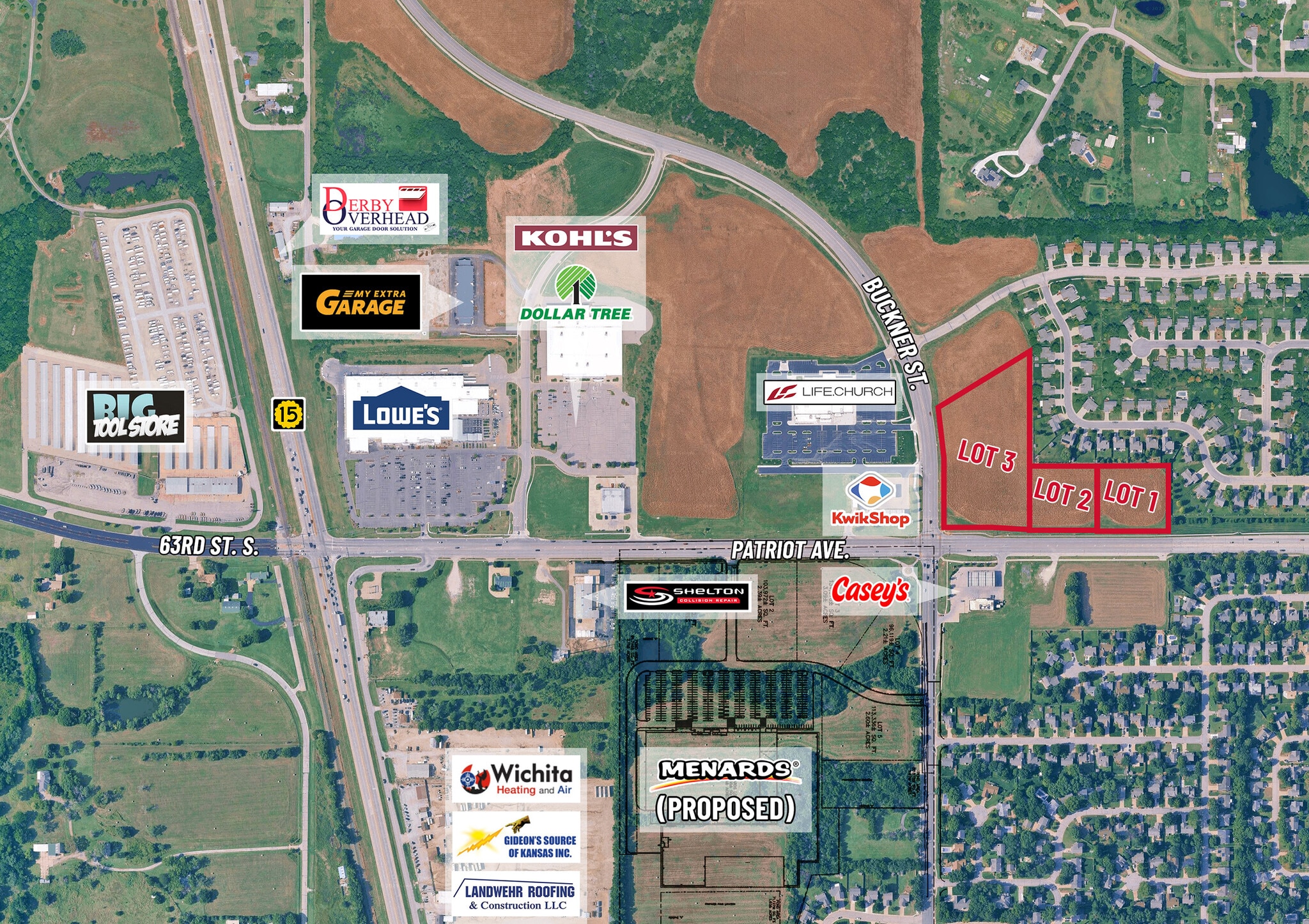 NE C Buckner & Patriot, Derby, KS à vendre Aérien- Image 1 de 4