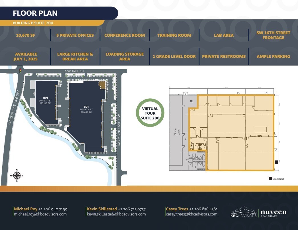 801 SW 16th St, Renton, WA à louer Plan d’étage- Image 1 de 2