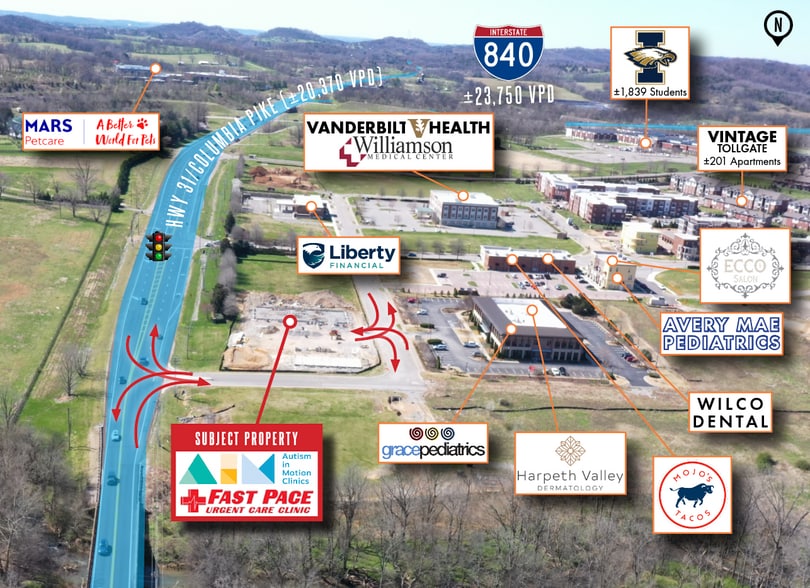 991 Elliston Way, Thompson's Station, TN for lease - Aerial - Image 2 of 4