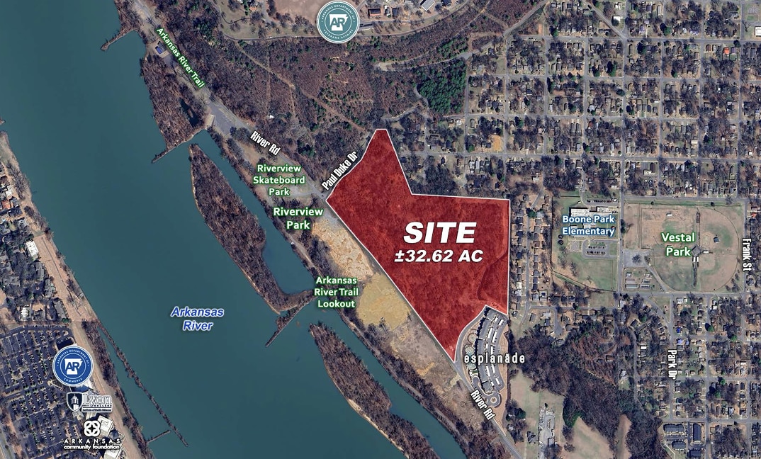 32.62 Acres on River Road, North Little Rock, AR for sale Aerial- Image 1 of 6
