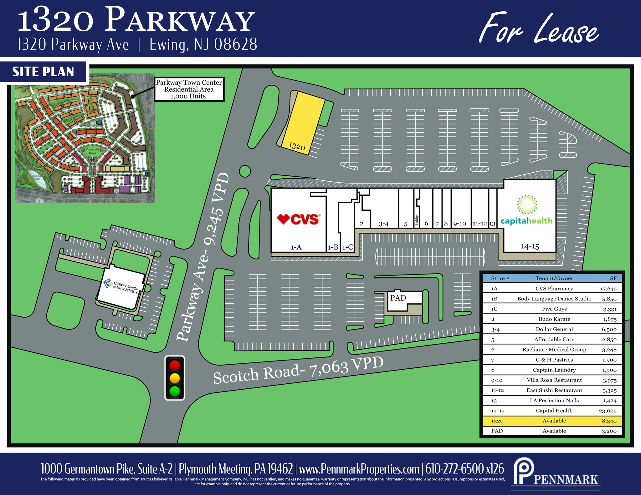 1320 Parkway Ave, Ewing, NJ à louer Plan de site- Image 1 de 1