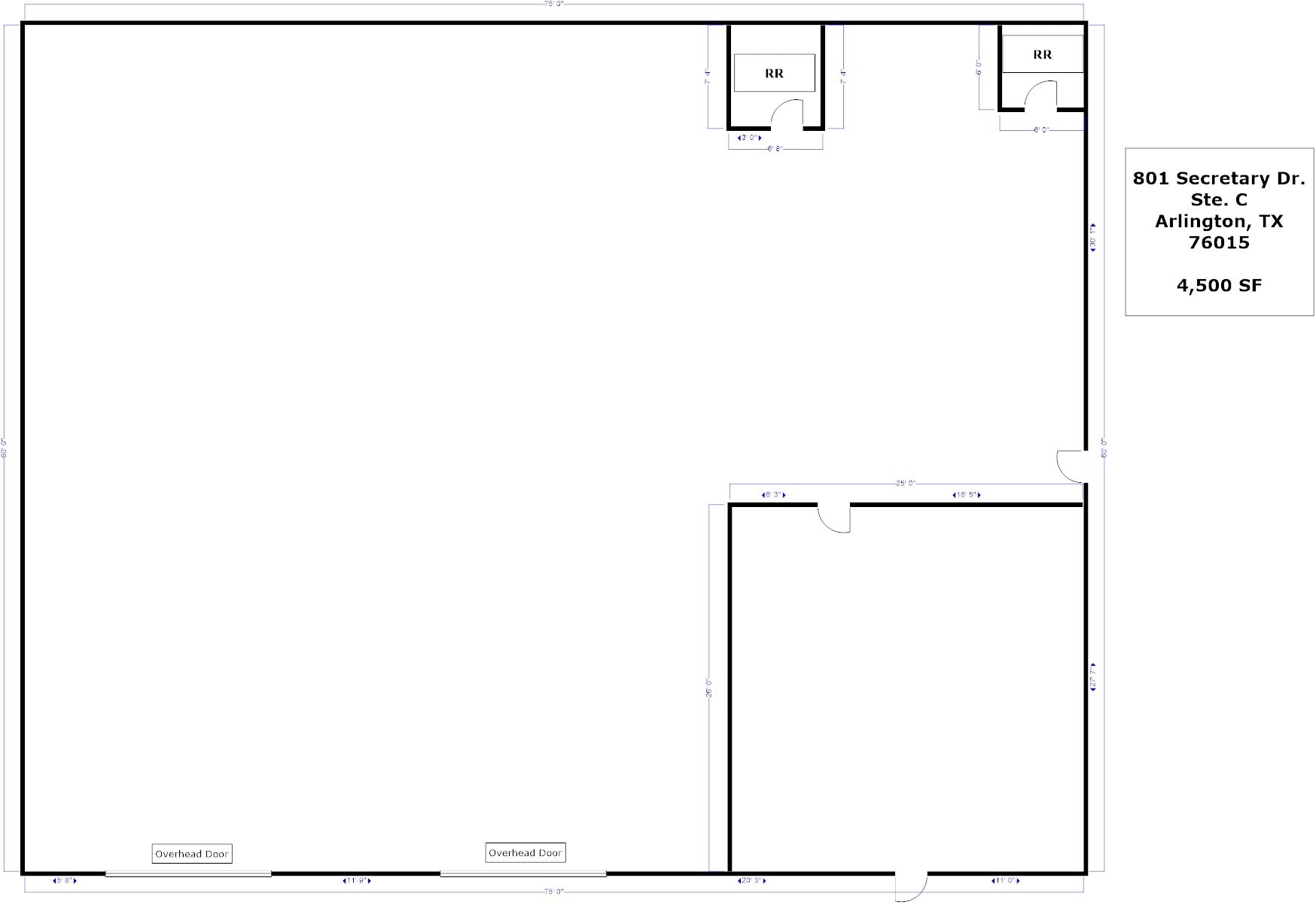 801 Secretary Dr, Arlington, TX à louer Plan d’étage- Image 1 de 1