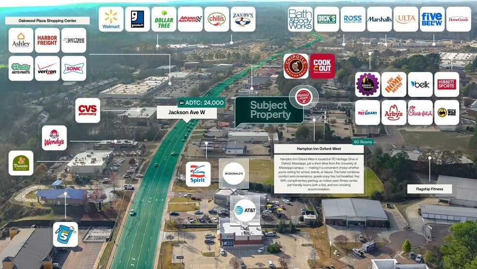 1925 Jackson Ave W, Oxford, MS à vendre - Aérien - Image 2 de 3