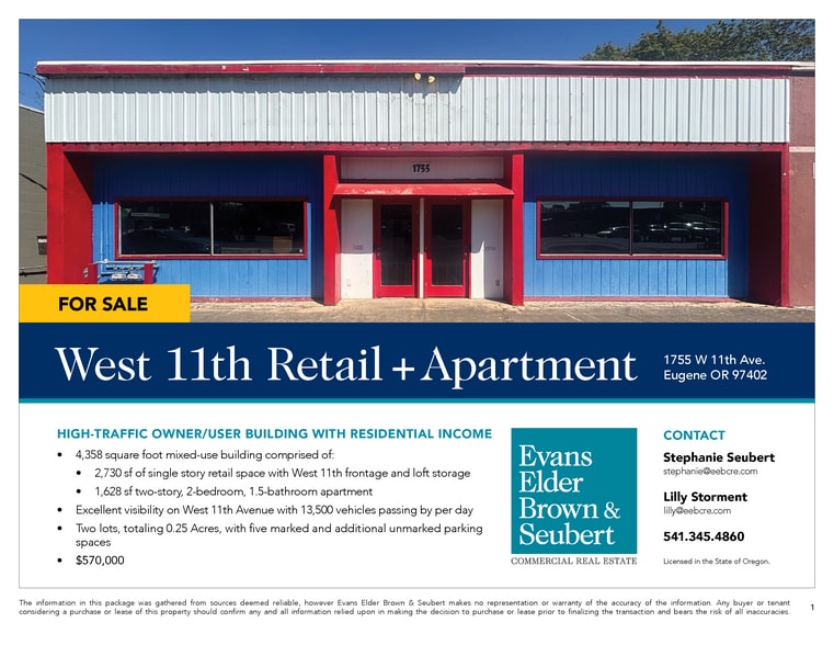 1755 W 11th Ave, Eugene, OR for sale - Building Photo - Image 2 of 7