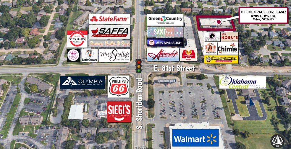 6703-6709 E 81st St, Tulsa, OK for lease - Aerial - Image 3 of 9