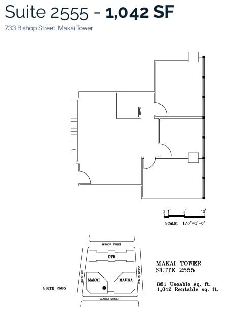 733 Bishop St, Honolulu, HI à louer Plan d’étage- Image 1 de 1