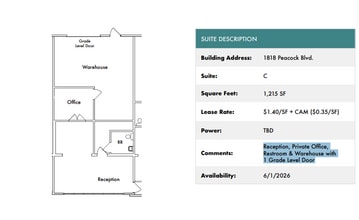 1818 Peacock Blvd, Oceanside, CA à louer Plan d’étage- Image 1 de 1