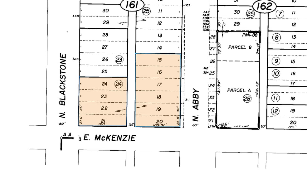 311 N Abby St, Fresno, CA for lease - Plat Map - Image 3 of 7