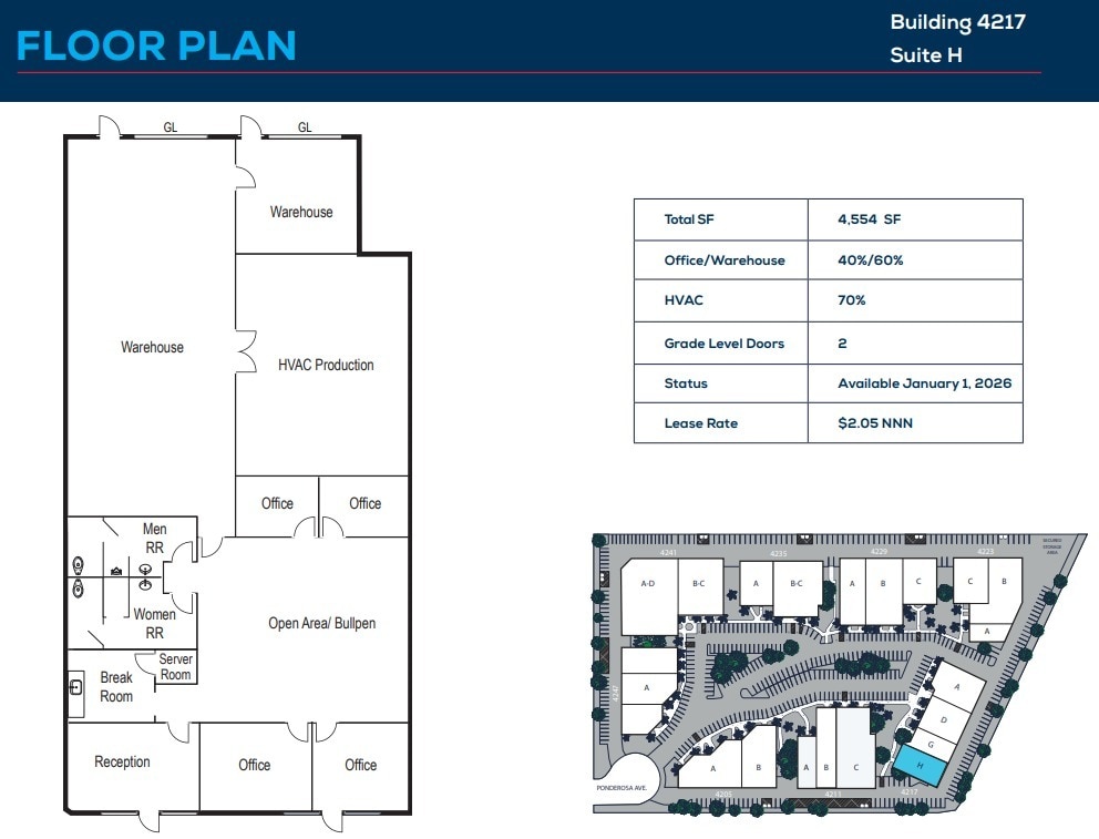 4211 Ponderosa Ave, San Diego, CA for lease Floor Plan- Image 1 of 2