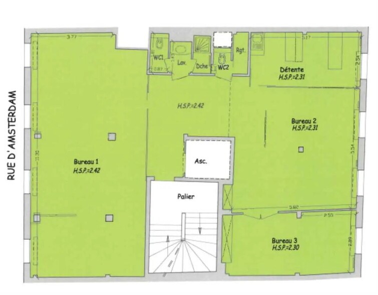 92 Rue D'Amsterdam, Paris for lease - Floor Plan - Image 3 of 3